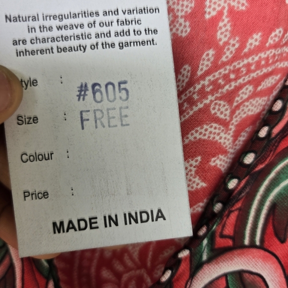 Indian Boho Paisley Kaftan Flowy Dress One Size Women Red Black Art To Wear New - Picture 6 of 13